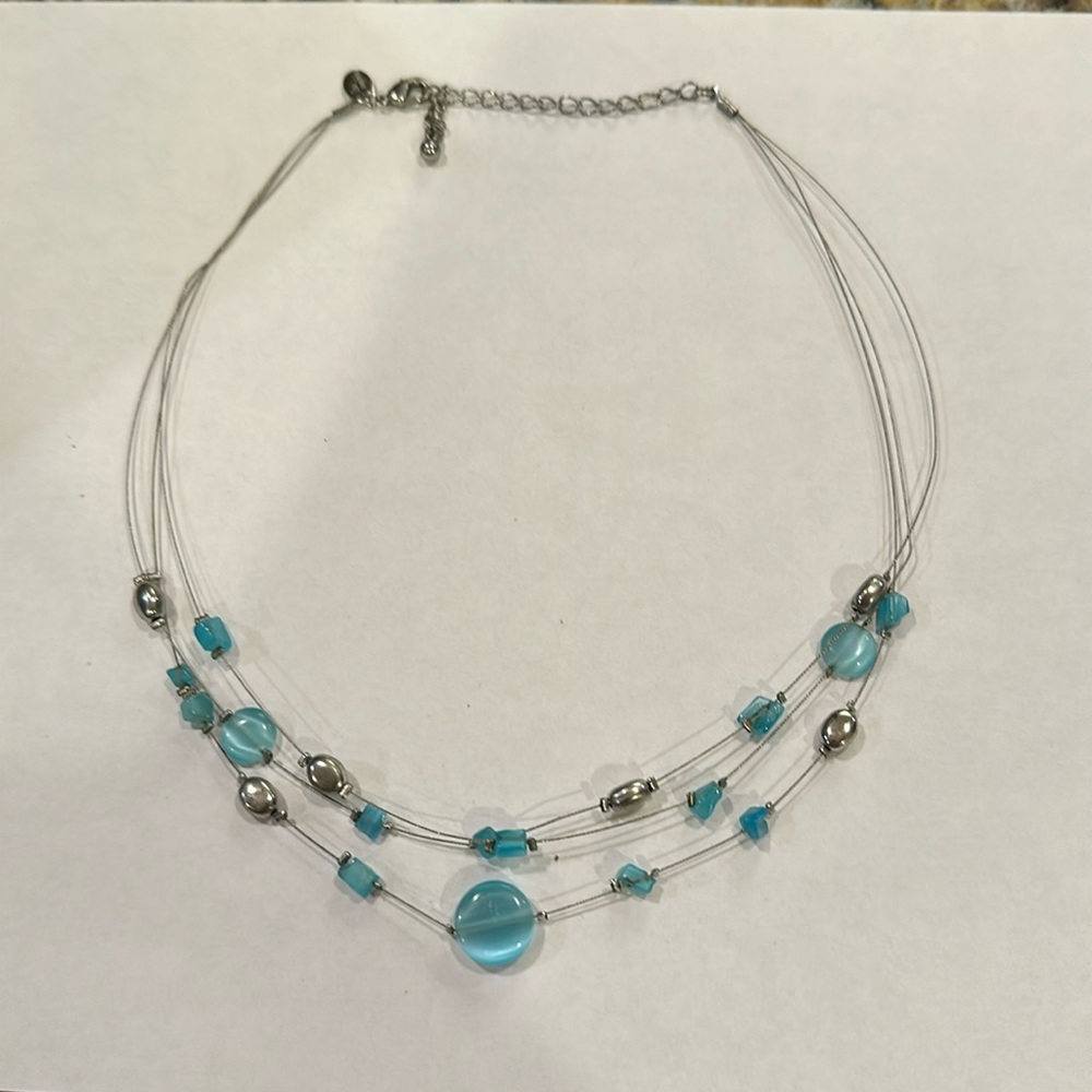 Lia Sophia Three Strand Turquoise Necklace
